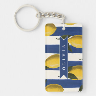 Personalisierte italienische Zitronenstreifen-Küst Schlüsselanhänger