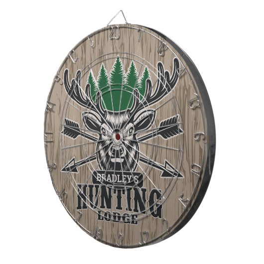 Personalisierte Jagdlodge für Hirschelken Dartscheibe (Vorderseite rechts)