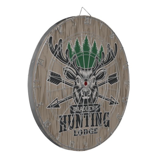 Personalisierte Jagdlodge für Hirschelken Dartscheibe (Vorderseite Links)