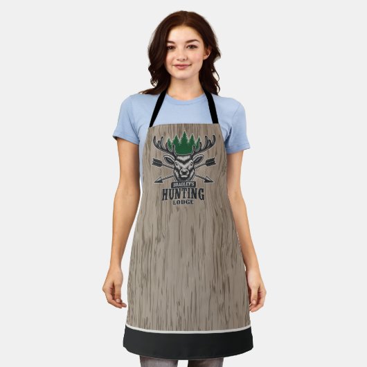 Personalisierte Jagdlodge für Hirschelken Schürze (Getragen)