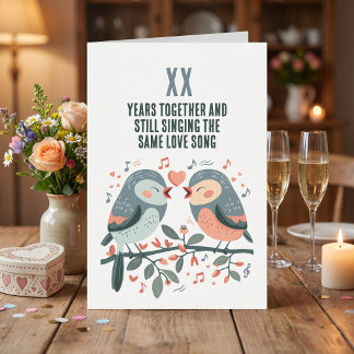 Personalisierte Jahres Hochzeitstag Liebesvögel-Gr Karte