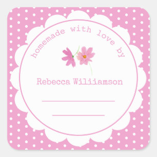 Personalisierte Jam Canning Hausgemachte Pink Po Quadratischer Aufkleber