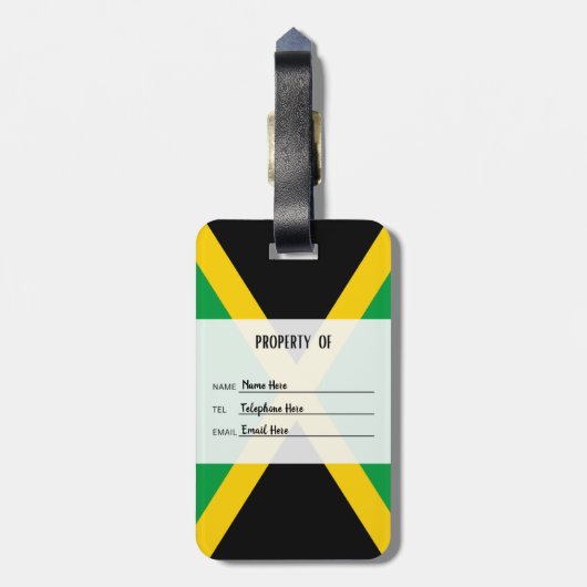Personalisierte jamaikanische Gepäckmarke Gepäckanhänger (Rückseite vertikal)