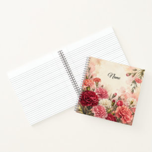 Personalisierte Januar-Geburtsblume Nelke Notizblock