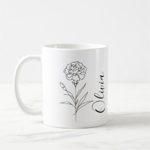 Personalisierte Januar-Nelke-Geburtsblume Kaffeetasse