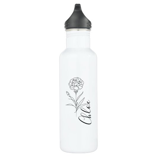 Personalisierte Januar-Nelkenbildung Blume Edelstahlflasche (Rechts)
