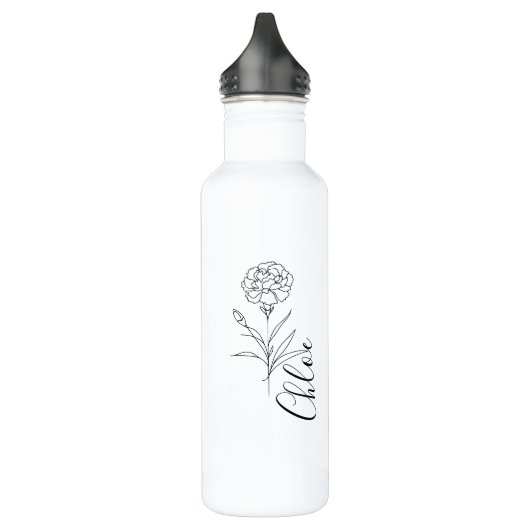 Personalisierte Januar-Nelkenbildung Blume Edelstahlflasche (Links)