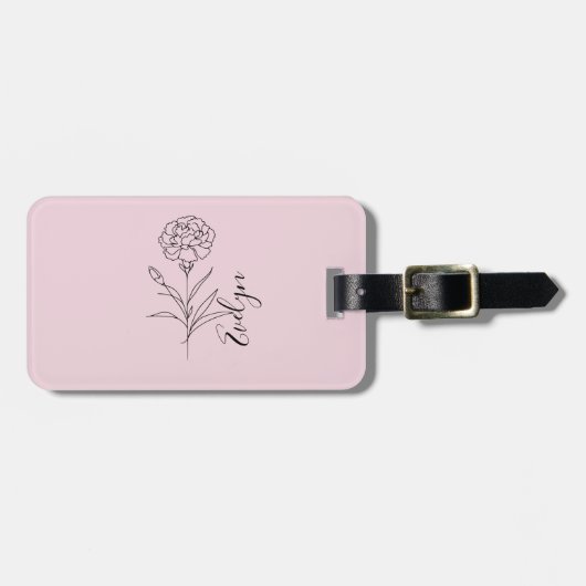 Personalisierte Januar-Nelkenbildung Blume Gepäckanhänger (Vorderseite horizontal)