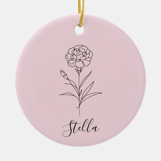 Personalisierte Januar-Nelkenbildung Blume Keramik Ornament (Vorne)