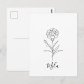 Personalisierte Januar-Nelkenbildung Blume Postkarte (Vorne/Hinten)