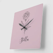 Personalisierte Januar-Nelkenbildung Blume Quadratische Wanduhr (Winkel)