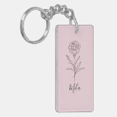 Personalisierte Januar-Nelkenbildung Blume Schlüsselanhänger (Vorderseite links)