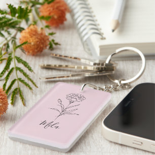 Personalisierte Januar-Nelkenbildung Blume Schlüsselanhänger