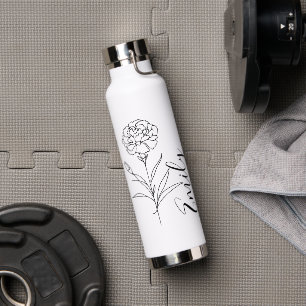 Personalisierte Januar-Nelkenbildung Blume Trinkflasche