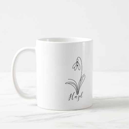 Personalisierte Januar-Schneeschauer Geburtstagsfe Kaffeetasse (Links)