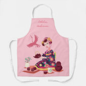 Personalisierte japanische Teezeremonie, Kranich Schürze (Vorderseite)