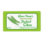 Personalisierte Jar Stickers gepicktes Okra Gemüse (Vorne)