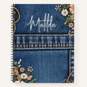Personalisierte Jeans und Blumen Notizblock (Vorderseite)