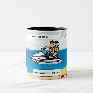 Personalisierte Jet Ski - Paar Cartoon Zweifarbige Tasse