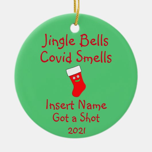 Personalisierte Jingle Bells, Covid-19 Riecht Kera Keramik Ornament (Vorne)