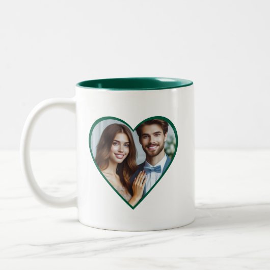 Personalisierte Jubiläumsfeier Custom Foto Heart T Zweifarbige Tasse (Links)