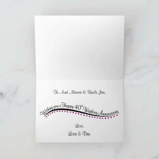Personalisierte Jubiläumskarte 40 Karte (Innenseite)