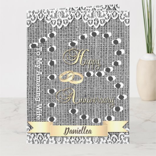 Personalisierte Jubiläumskarte für die Ehefrau Karte (Vorderseite)