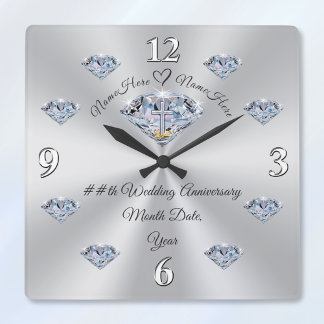 Personalisierte Jubiläumsuhr, CHRISTLICH Quadratische Wanduhr