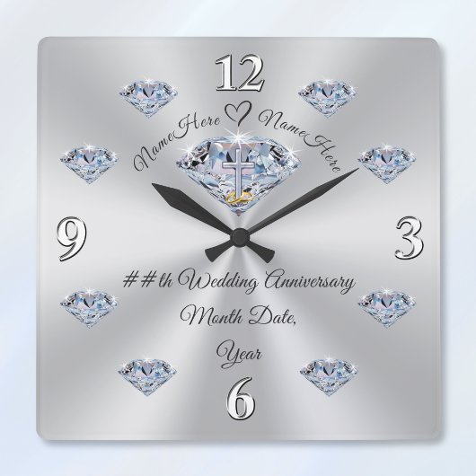 Personalisierte Jubiläumsuhr, CHRISTLICH Quadratische Wanduhr