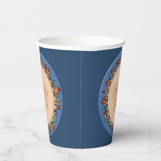 Personalisierte Judaika Jerusalem Pappbecher (Rechts)