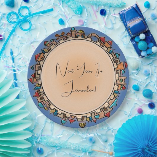 Personalisierte Judaika Jerusalem Pappteller (Party)