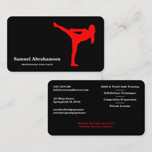 Personalisierte Judo-Trainer - Karte  (Vorne/Hinten)