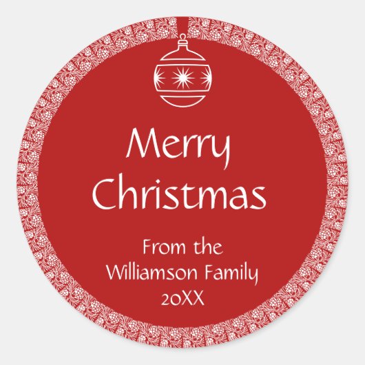 Personalisierte Jugendstil Retro Weihnachtsgeschen Runder Aufkleber (Vorderseite)