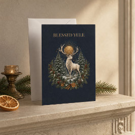Personalisierte Julhirsch-Wintersonnenwende-Karte Feiertagskarte