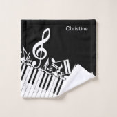 Personalisierte Jumbled-Musiknotizen und -Klaviert Badhandtuch Set (Waschlappen)