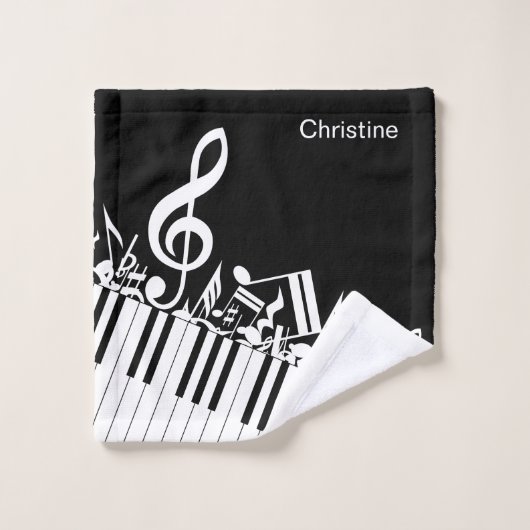 Personalisierte Jumbled-Musiknotizen und -Klaviert Badhandtuch Set (Waschlappen)