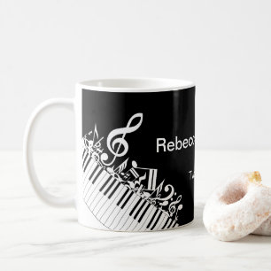 Personalisierte Jumbled-Musiknotizen und -Klaviert Kaffeetasse