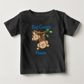 Personalisierte Junge Affen Big Cousin Baby T-shirt (Vorderseite)