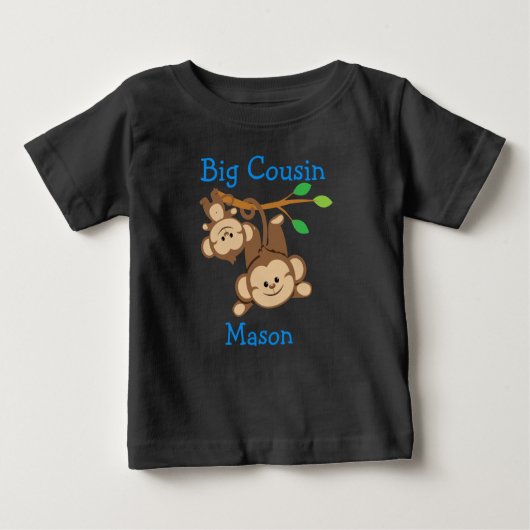 Personalisierte Junge Affen Big Cousin Baby T-shirt (Vorderseite)