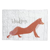 Personalisierte Junge Zimmer Fox Holzstruktur Kissenbezug (Rückseite)