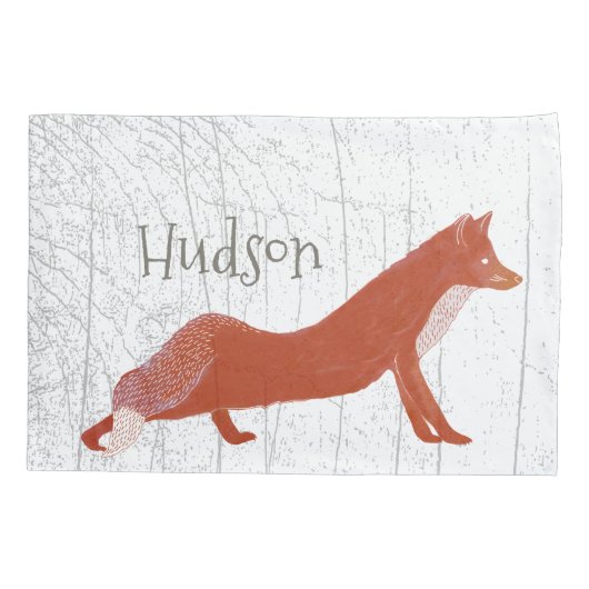 Personalisierte Junge Zimmer Fox Holzstruktur Kissenbezug (Rückseite)