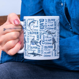 Personalisierte Jungen benennen Tasse mit Haigeträ