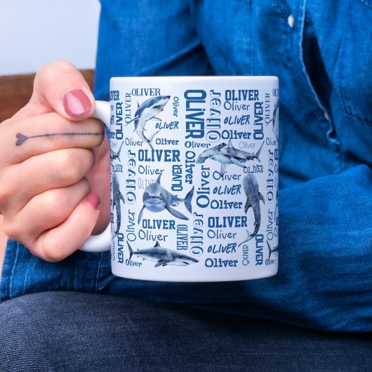 Personalisierte Jungen benennen Tasse mit Haigeträ