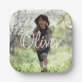 Personalisierte Jungen Foto Geburtstag niedlich Pappteller