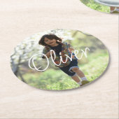 Personalisierte Jungen Foto Geburtstag niedlich Runder Pappuntersetzer (Angewinkelt)