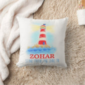 Personalisierte Jungen Kinderzimmer Leuchtturm nam Kissen (Decke)