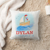 Personalisierte Jungen Kinderzimmer Segelboot Name Kissen (Decke)
