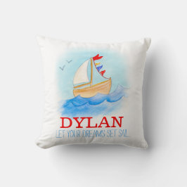 Personalisierte Jungen Kinderzimmer Segelboot Name Kissen