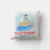 Personalisierte Jungen Kinderzimmer Segelboot Name Kissen (Vorderseite)