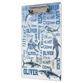 Personalisierte Jungen mit Hai-Collage Klemmbrett (Links)